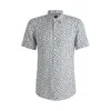 Hugo Boss Slim-fit Shirt In Floral-print Stretch Linen In Blue