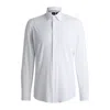 Hugo Boss Slim-fit Shirt In Printed Performance-stretch Fabric In Blue