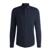 Hugo Boss Slim-fit Shirt In Geometric-print Performance-stretch Fabric In Blue
