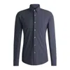 Hugo Boss Slim-fit Shirt In Geometric-print Performance-stretch Jersey In Blue