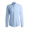 Hugo Boss Slim-fit Shirt In Geometric-print Performance-stretch Jersey In Blue
