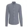 Hugo Boss Slim-fit Shirt In Geometric-printed Performance-stretch Material In Grey
