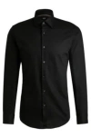 Hugo Boss Slim-fit Shirt In Easy-iron Cotton Poplin In Black