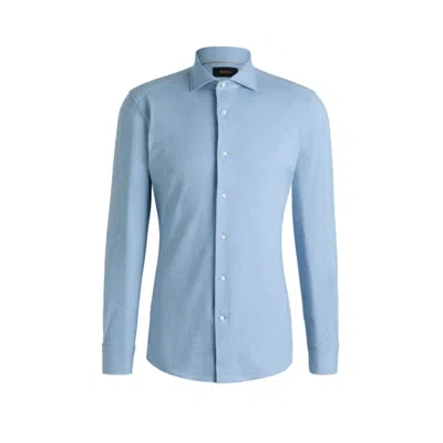 Hugo Boss Slim-fit Shirt In Italian-made Cotton In Blue