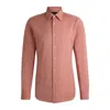 Hugo Boss Slim-fit Shirt In Italian-made Cotton-cashmere Twill In Red