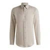 Hugo Boss Regular-fit Button-down Shirt In Linen In Beige