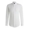 Hugo Boss Slim-fit Shirt In Printed Cotton With Kent Collar In White