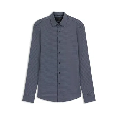 Hugo Boss Slim-fit Shirt In Italian-made Performance-stretch Fabric In Blue