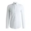 Hugo Boss Slim-fit Shirt In Italian-made Performance-stretch Seersucker In White