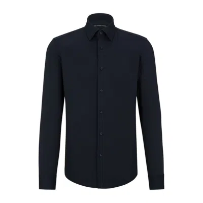 Hugo Boss Pointed-collar Long-sleeve Shirt In Black