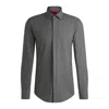 Hugo Boss Slim-fit Shirt In Melange Cotton In Grey