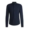 Hugo Boss Slim-fit Shirt In Melange Performance-stretch Jersey In Blue