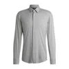 Hugo Boss Slim-fit Shirt In Melange Performance-stretch Jersey In Silver