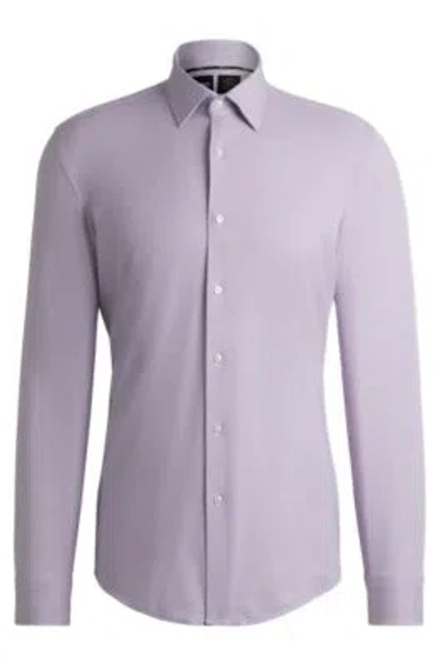 HUGO BOSS SLIM-FIT SHIRT IN MICRO-STRUCTURED PERFORMANCE-STRETCH JERSEY