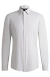 Hugo Boss Slim-fit Shirt In Micro-structured Performance-stretch Jersey In Light Beige
