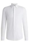 Hugo Boss Slim-fit Shirt In Micro-structured Performance-stretch Jersey In White