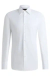 Hugo Boss Slim-fit Shirt In Micro-structured Stretch Cotton In White