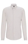 Hugo Boss Slim-fit Shirt In Patterned Performance-stretch Fabric In White