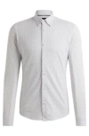 Hugo Boss Slim-fit Shirt In Structured Performance-stretch Fabric In White
