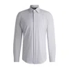 Hugo Boss Slim-fit Shirt In Melange Performance-stretch Jersey In Blue