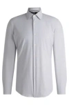 Hugo Boss Slim-fit Shirt In Performance-stretch Dobby In Grey
