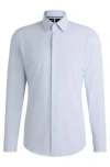 Hugo Boss Regular-fit Shirt In Cotton And Cashmere In Light Blue