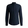 Hugo Boss Slim-fit Shirt In Performance-stretch Jacquard In Blue