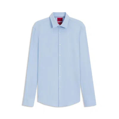 Hugo Boss Slim-fit Shirt In Performance-stretch Jersey In Blue