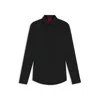 Hugo Boss Slim-fit Shirt In Cotton Poplin With Logo Stripe In Black