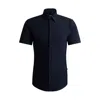 Hugo Boss Slim-fit Shirt In Performance-stretch Jersey In Blue