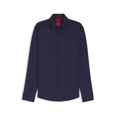 Hugo Boss Slim-fit Shirt In Performance-stretch Jersey In Blue