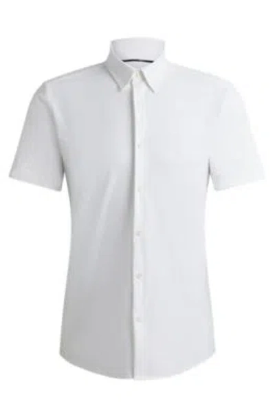 Hugo Boss Slim-fit Shirt In Performance-stretch Jersey In White