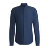 Hugo Boss Slim-fit Shirt In Performance-stretch Monogram Jacquard In Blue