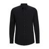 Hugo Boss Slim-fit Shirt In Performance-stretch Cotton-blend Jersey In Black