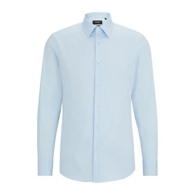 Hugo Boss Slim-fit Shirt In Poplin With Stretch In Blue