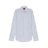 Hugo Boss Slim-fit Shirt In Printed Cotton Poplin In Blue