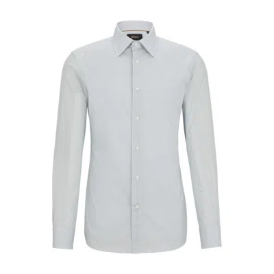 Hugo Boss Slim-fit Shirt In Printed Cotton With Kent Collar In White