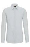 Hugo Boss Regular-fit Shirt In Cotton And Cashmere In Light Green
