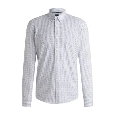 Hugo Boss Slim-fit Shirt In Printed Jersey In Blue