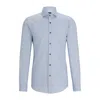 Hugo Boss Slim-fit Shirt In Printed Oxford Stretch Cotton In Light Blue