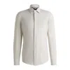 Hugo Boss Slim-fit Shirt In Printed Performance Fabric In Beige