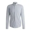 Hugo Boss Slim-fit Shirt In Printed Performance-stretch Jersey In Gray