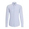 Hugo Boss Slim-fit Shirt In Printed Performance-stretch Fabric In Light Blue