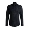 Hugo Boss Slim-fit Shirt In Printed Performance-stretch Fabric In Blue