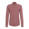 Hugo Boss Slim-fit Shirt In Printed Performance-stretch Fabric In Brown