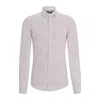 Hugo Boss Slim-fit Shirt In Printed Performance-stretch Fabric In Grey