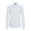 Hugo Boss Slim-fit Shirt In Printed Performance-stretch Fabric In White