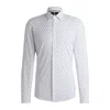 Hugo Boss Slim-fit Shirt In Printed Performance-stretch Fabric In White