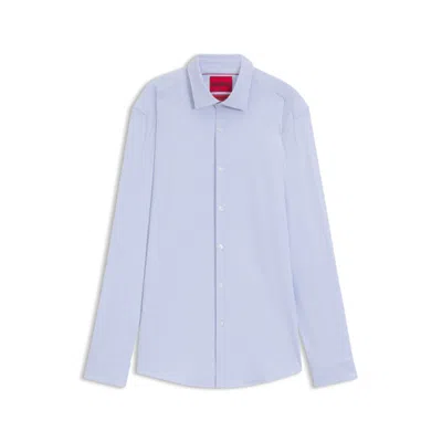 Hugo Boss Slim-fit Shirt In Printed Performance-stretch Jersey In Blue