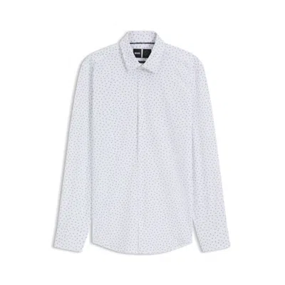 Hugo Boss Slim-fit Shirt In Printed Performance-stretch Jersey In White